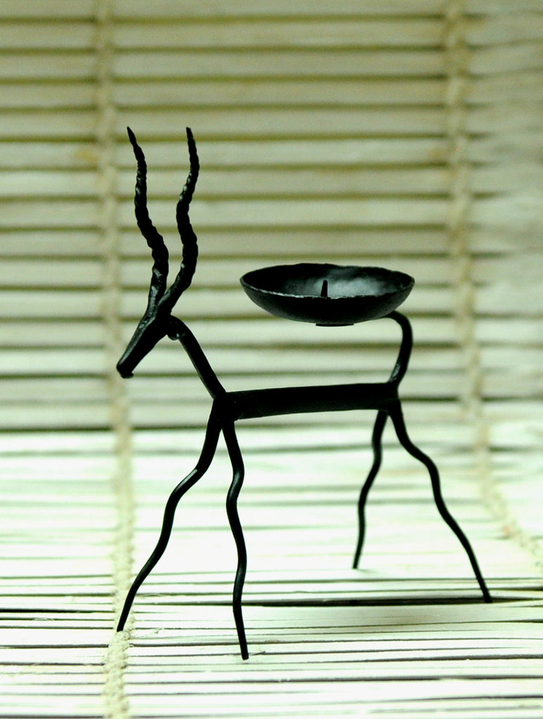 Bastar Tribal Art - Candle Holder - Deer - The India Craft House 