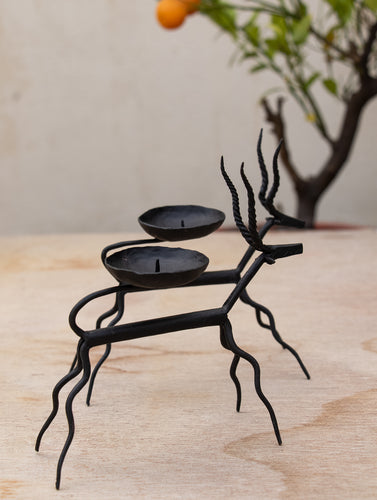 Bastar Tribal Art - Candle Holders - Deer (Set of 2) - The India Craft House 