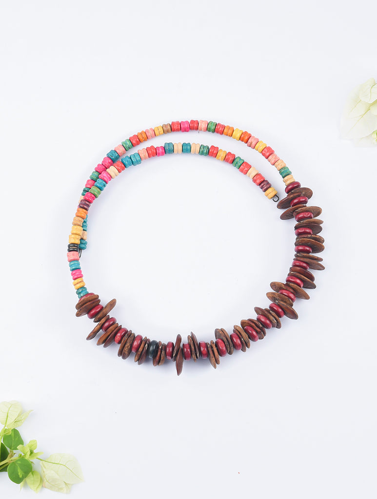 Bengal Wooden Beads Neckpiece - Brown
