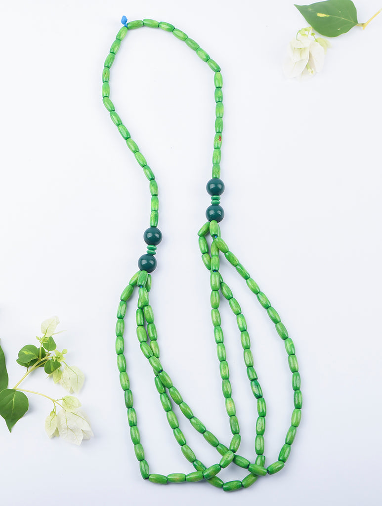 Bengal Wooden Beads Neckpiece - Leaf Green