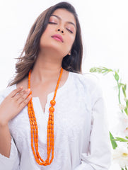 Bengal Wooden Beads Neckpiece - Orange