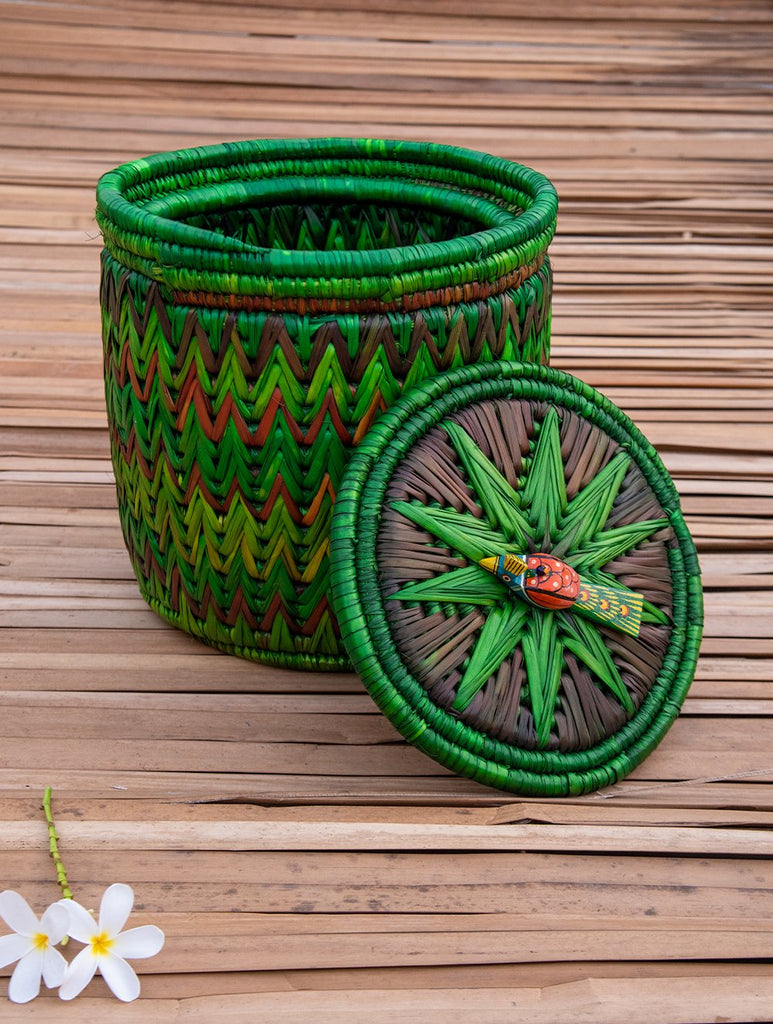 Bhadohi Basket Craft - Multi-Utility Bin Basket With Lid