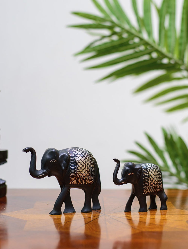 Bidri Craft Curio - Elephants (Set of 2)