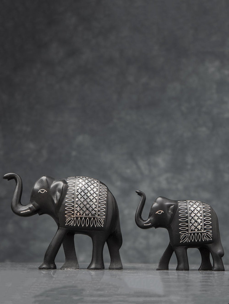 Bidri Craft Curio - Elephants (Set of 2)