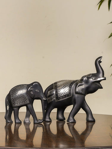 Bidri Craft Curio - Elephants (Set of 2)