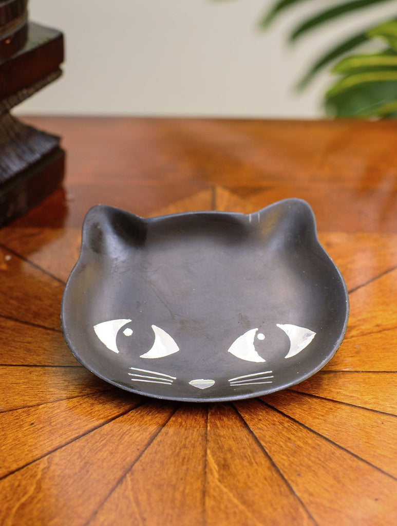 Bidri Craft Curio / Utility Tray - Cat