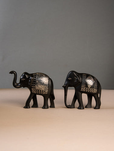 Bidri Craft Curio - Elephant (Set of 2)