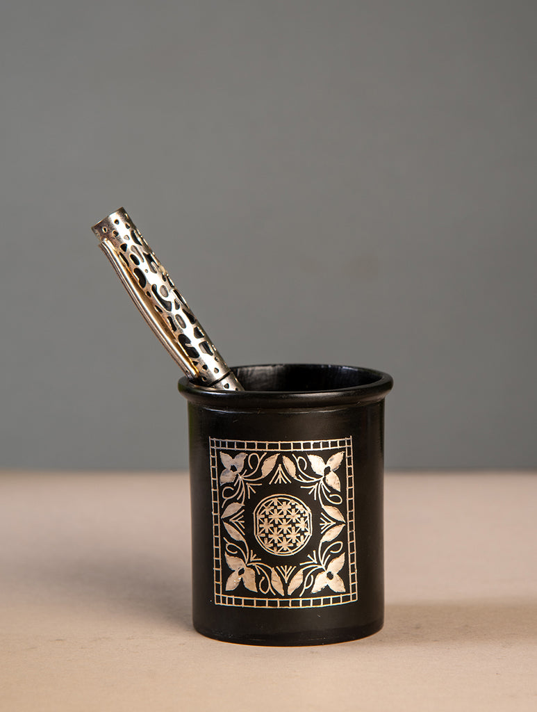 Bidri Craft Curio - Ornate Pen Holder 