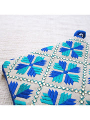 Blue Green Embellished Coin Pouch