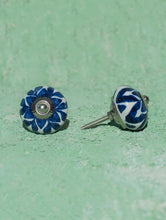 Load image into Gallery viewer, Blue Pottery Door Knobs - Blue Floral  (Set of 2)