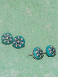 Blue Pottery Door Knobs - Sea Green Floral (Set of 4)