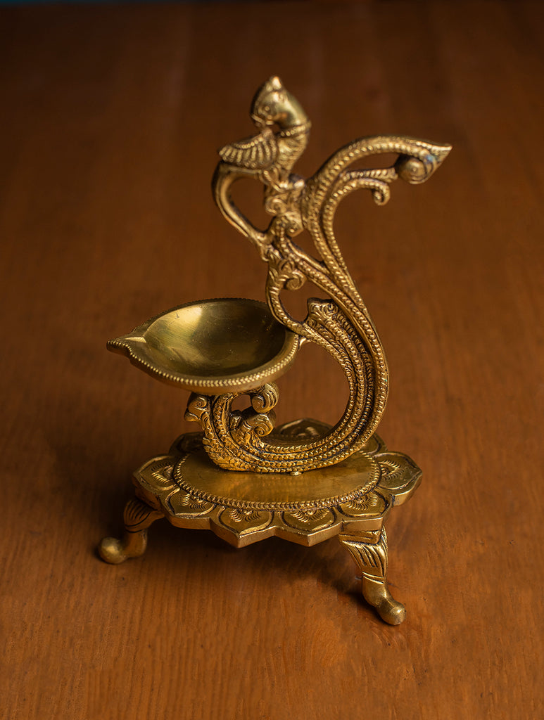 Brass Moulded Oil Lamp / Curio - Parrot