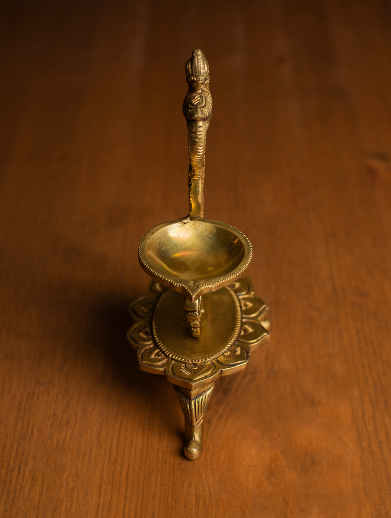Brass Moulded Oil Lamp / Curio - Parrot