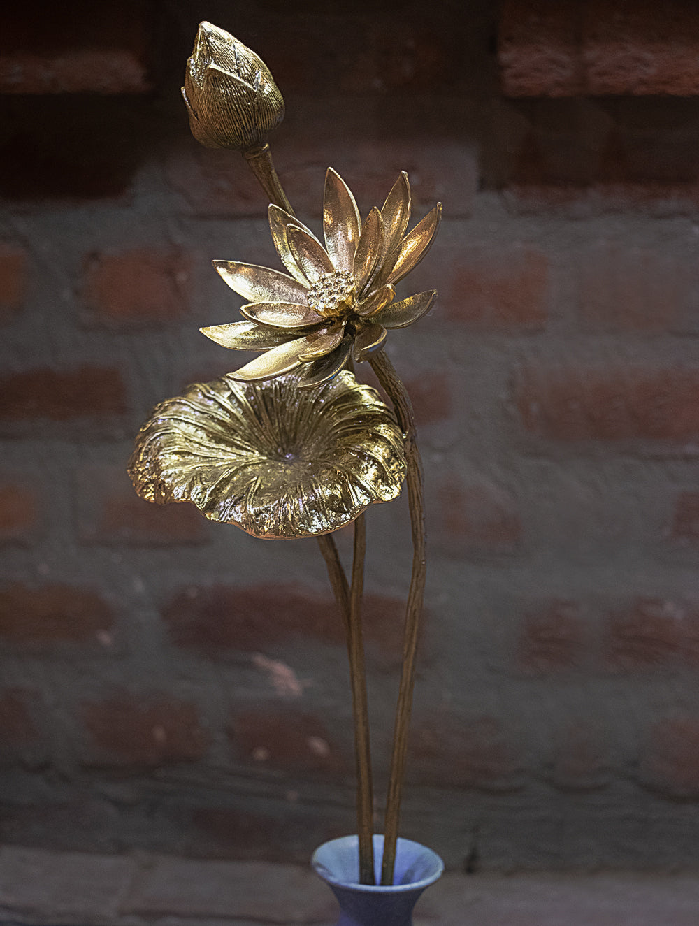 Brass Flowers Curio (Set of 3)