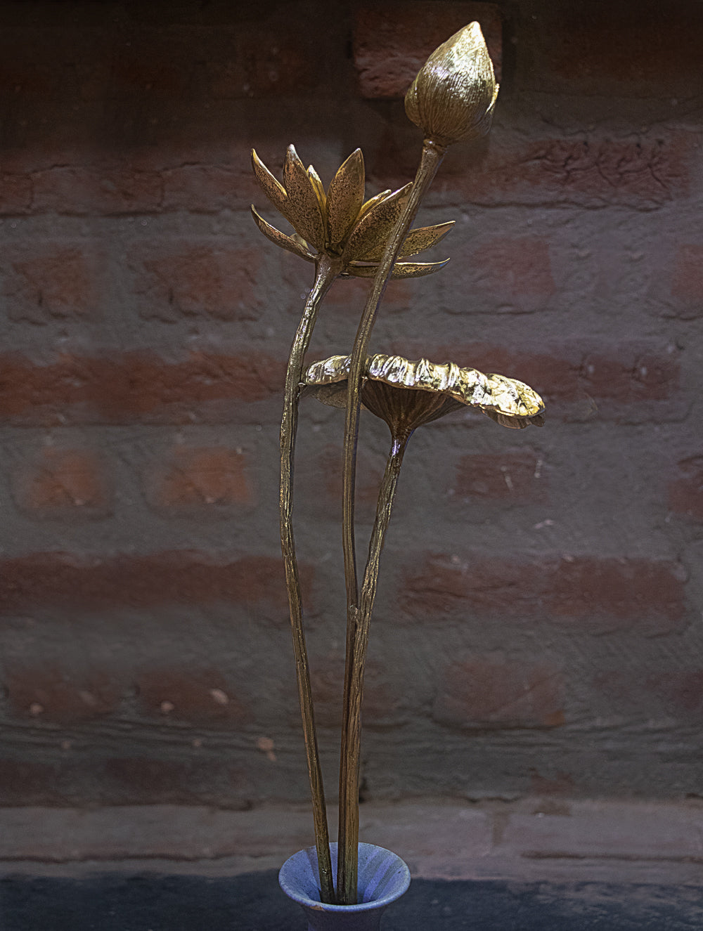 Brass Flowers Curio (Set of 3)
