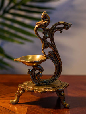 Brass Moulded Oil Lamp/ Curio - Parrot 