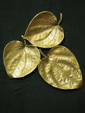 Load image into Gallery viewer, Brass 3 Leaf Platter / Wall Plaque - Paan Leaf - The India Craft House 