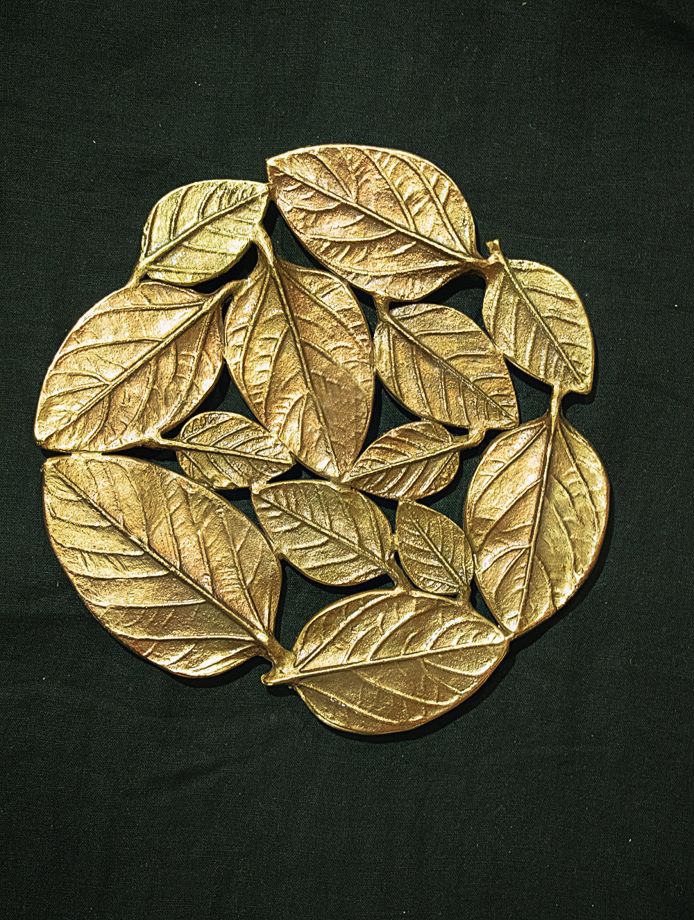 Load image into Gallery viewer, Brass Banyan Leaf Plate / Wall Plaque - The India Craft House 