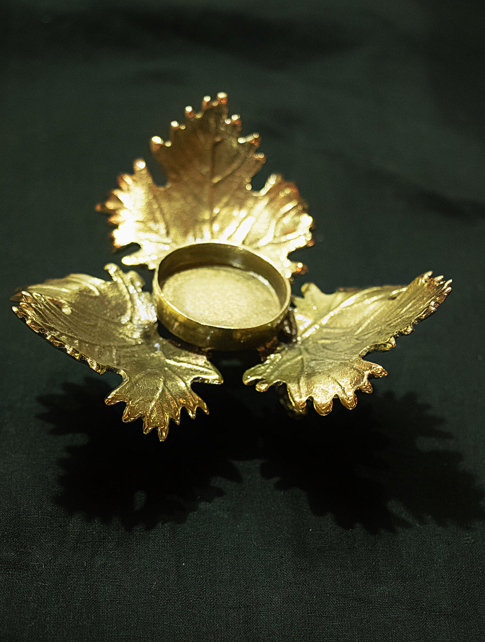 Load image into Gallery viewer, Brass Grape Leaf Tealight Holder - The India Craft House 