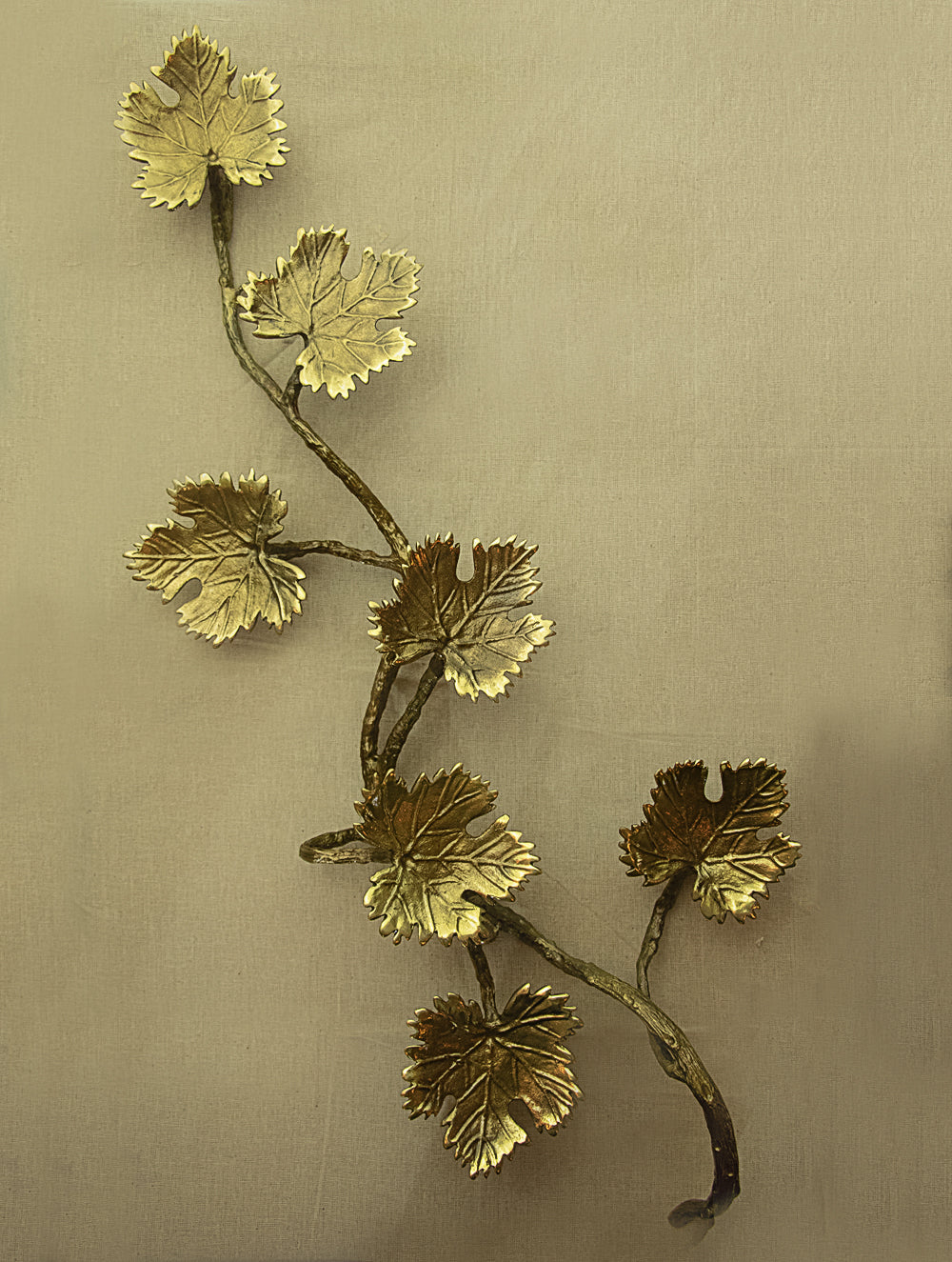 Load image into Gallery viewer, Brass Wall Plaque  - Maple Leaves (7) - The India Craft House 