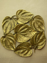 Load image into Gallery viewer, Brass Wall Plaque / Serving Platter - Paan Leaves - The India Craft House 