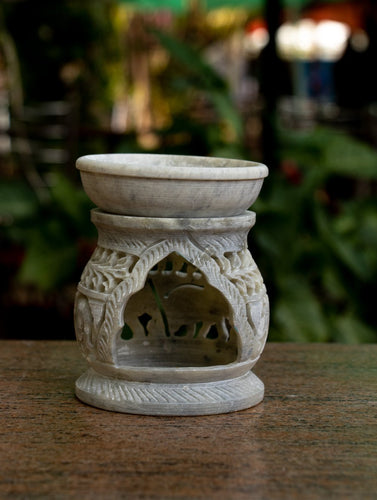 Carved Filigree Stone Aroma Oil Diffuser Lamp