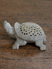 Carved Filigree Stone Curio Tortoise
