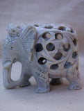 Carved Filigree Stone Elephant Curio