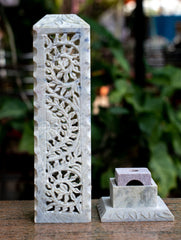 Carved Filigree Stone Incense Holder