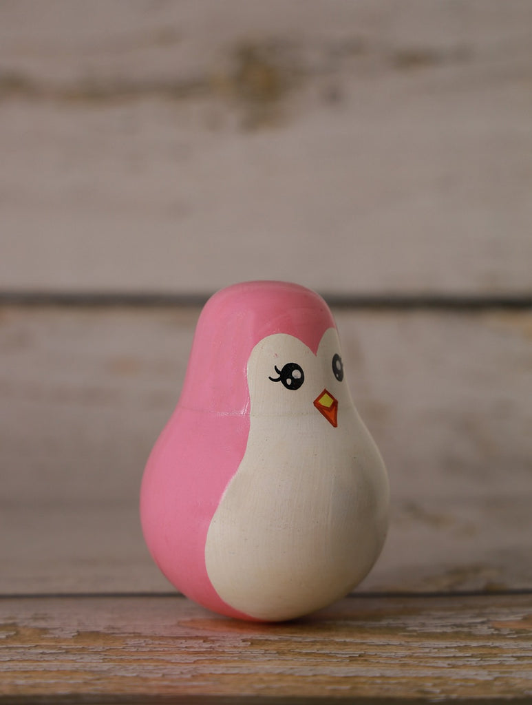 Channapatna Wooden Toy - Balancing Penguin, Pink