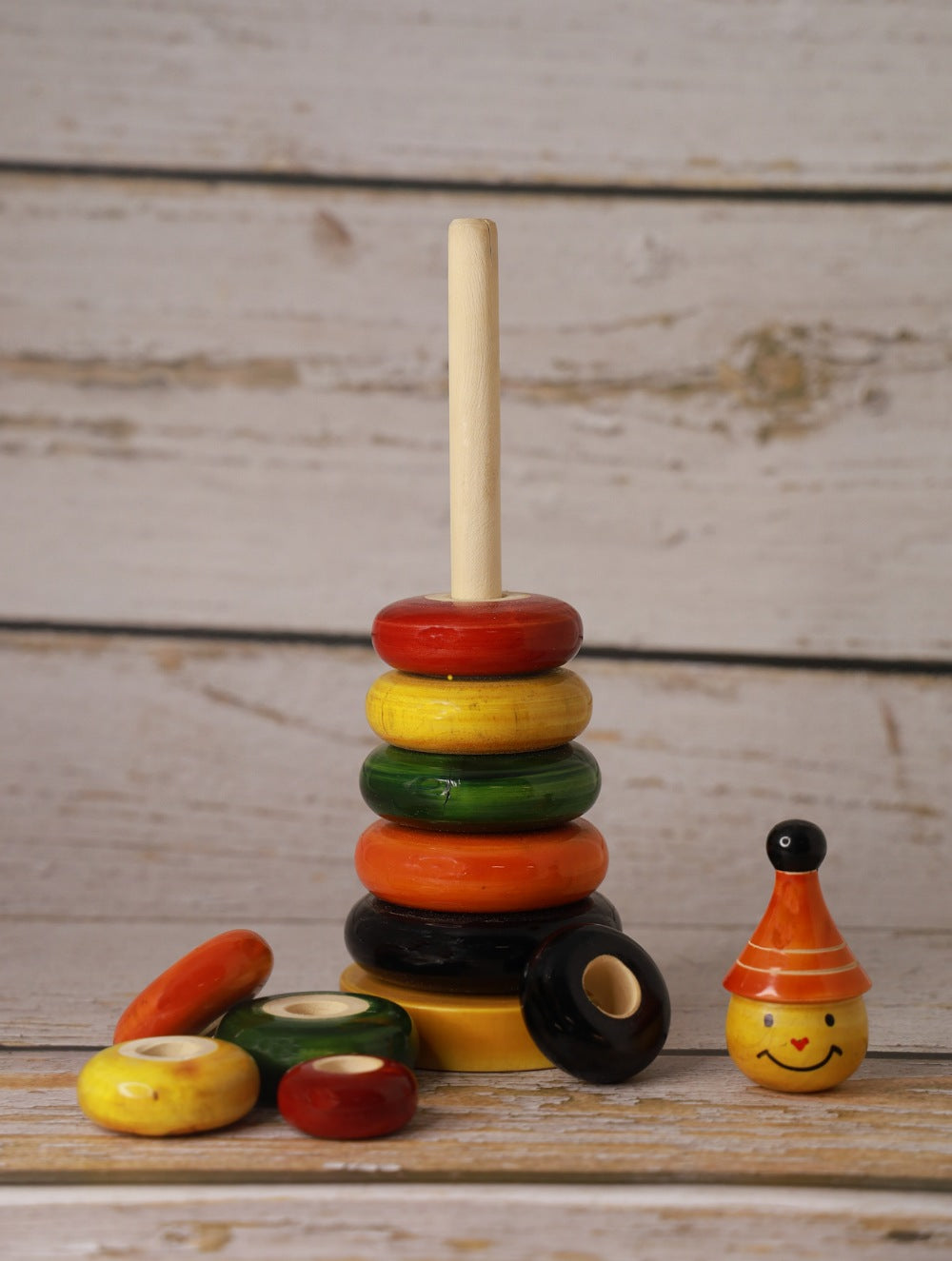 Load image into Gallery viewer, Channapatna Wooden Toy - Counting Rings 