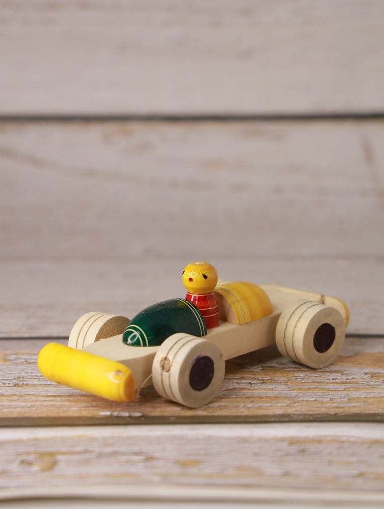 Channapatna Wooden Toy - Racing Car, Yellow