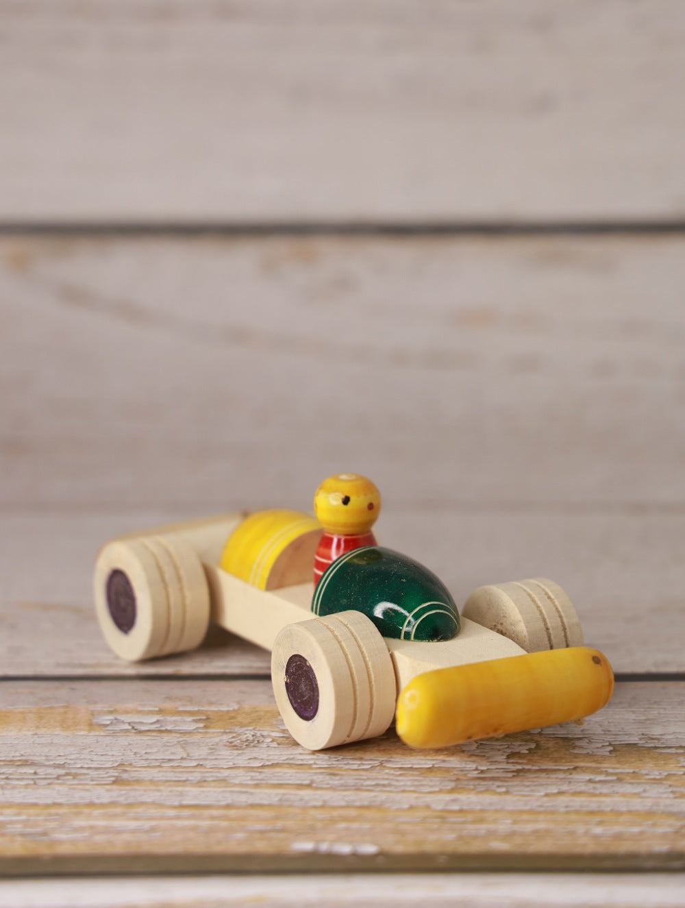 Channapatna Wooden Toy - Racing Car, Yellow