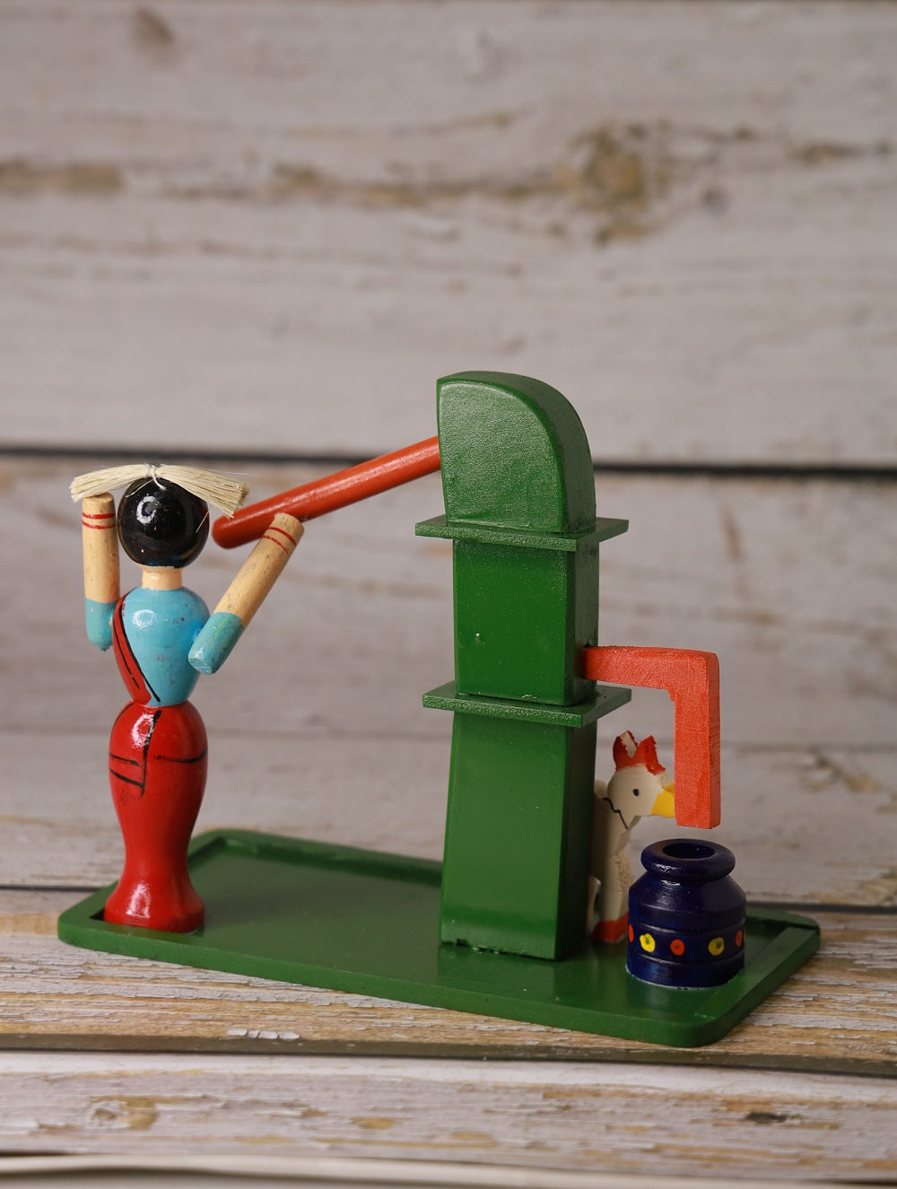 Load image into Gallery viewer, Channapatna Wooden Toy - Village Water Pump 
