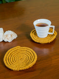Classic Hand knotted Macramé Coaster Sets (Set of 2) - Mustard