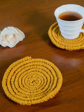Load image into Gallery viewer, Classic Hand knotted Macramé Coaster Sets (Set of 2) - Mustard