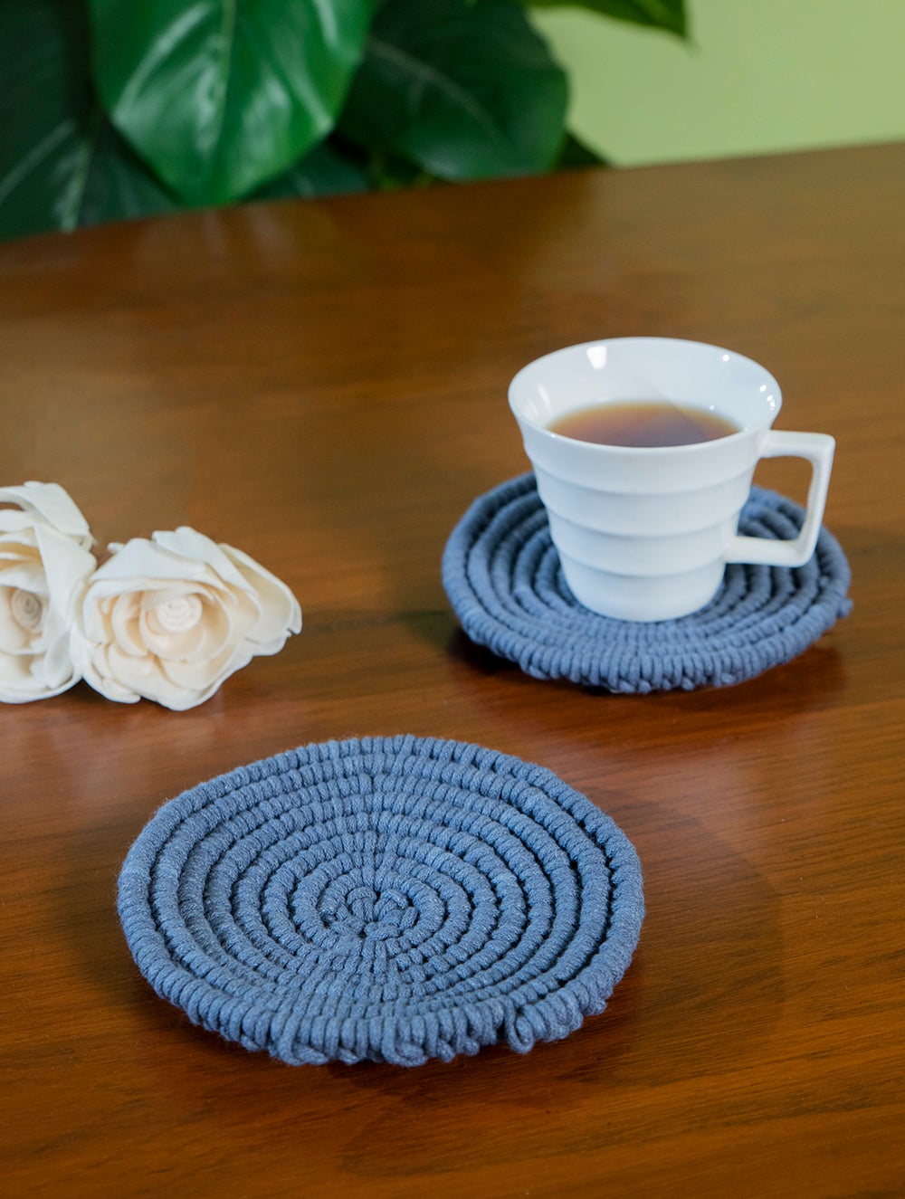 Load image into Gallery viewer, Classic Handknotted Macramé Coaster Sets / Trivets - Grey