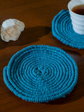 Classic Handknotted Macramé Coaster Sets / Trivets (Set of 2) - Blue