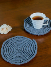 Load image into Gallery viewer, Classic Handknotted Macramé Coaster Sets / Trivets(Set of 2) - Grey