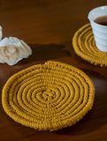 Classic Handknotted Macramé Coaster Sets / Trivets (Set of 2) - Mustard