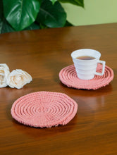 Load image into Gallery viewer, Classic Handknotted Macramé Coaster Sets / Trivets (Set of 2) - Pink