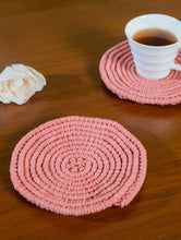 Load image into Gallery viewer, Classic Handknotted Macramé Coaster Sets / Trivets (Set of 2) - Pink