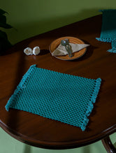 Load image into Gallery viewer, Classic Handknotted Macramé Table Mats - Teal Blue (Set of 4)