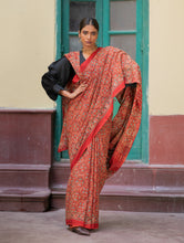 Load image into Gallery viewer, Classic Elegance. Ajrakh Hand Block Printed Cotton Mul Saree - Jewel Tones