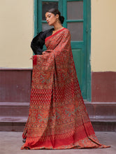 Load image into Gallery viewer, Classic Elegance. Ajrakh Hand Block Printed Cotton Mul Saree - Jewel Tones