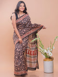 Classic Elegance. Bagru Block Printed Chanderi Saree - Black Floral