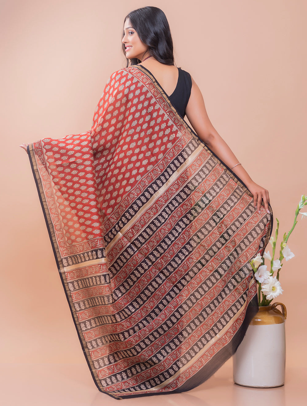 Buy Black Bandhani Print Chiffon Casual Wear Saree With Blouse From Ethnic  Plus