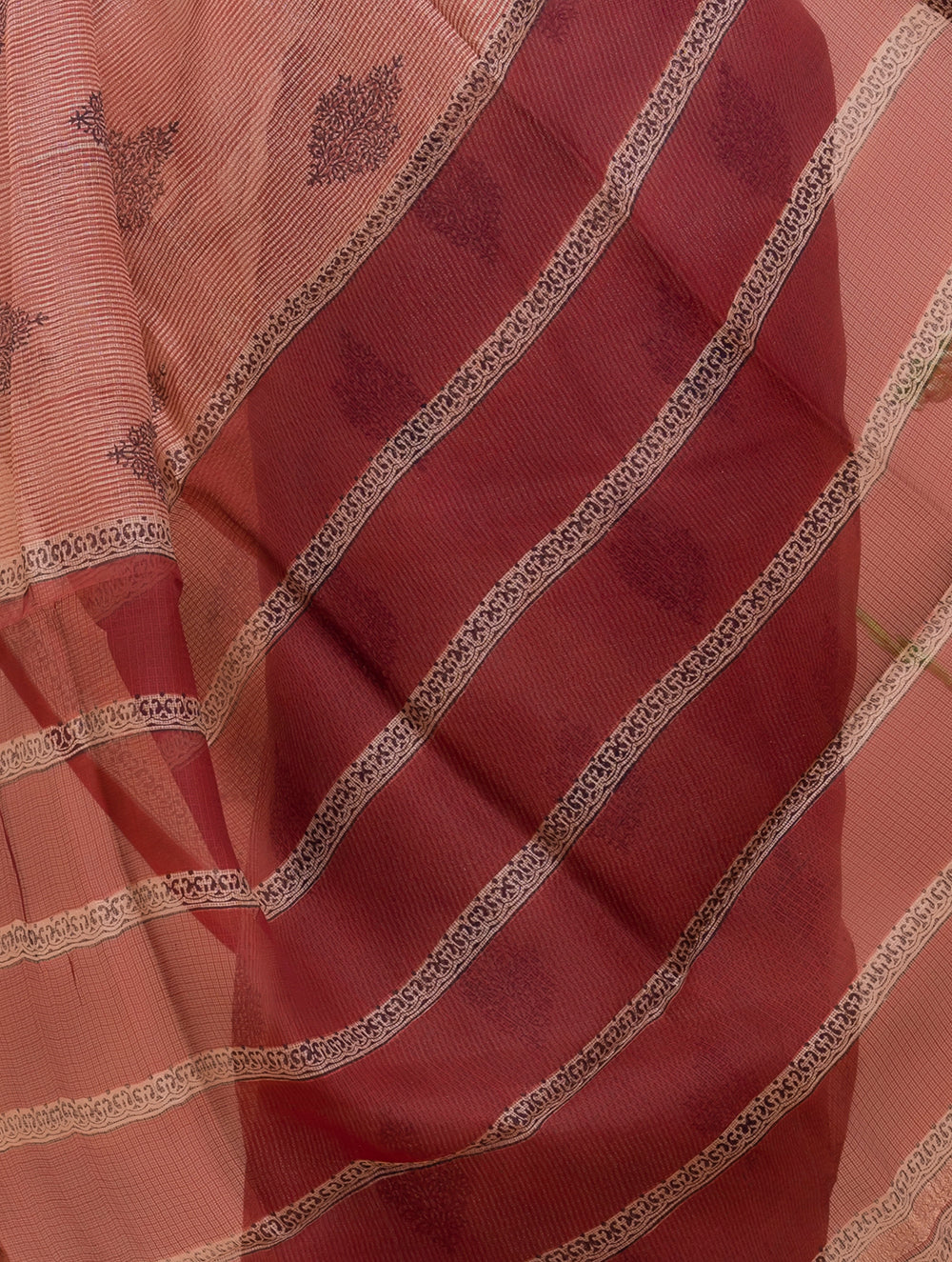 Load image into Gallery viewer, Classic Elegance. Bagru Block Printed Kota Silk Doria Saree - Red Ornate
