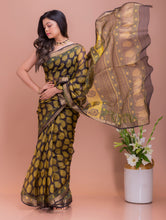 Load image into Gallery viewer, Classic Elegance. Bagru Block Printed Kota Silk Doria Saree - Yellow Paisleys