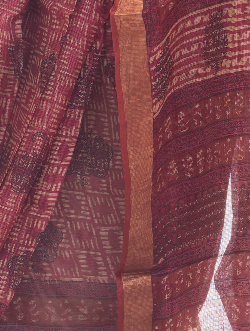 Load image into Gallery viewer, Classic Elegance. Bagru &amp; Dabu Block Printed Kota Silk Saree - Pink Elephants 